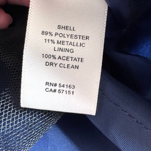 Eliza J Womens Pleated Abstract Jacquard Skirt Size 6 Metallic Office Party Blue - Picture 9 of 10